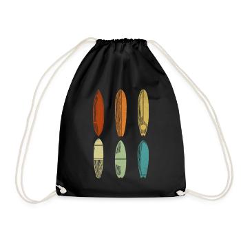 Surfing Surfboards - Water Surfer Surfboard - Drawstring Bag - black - Front