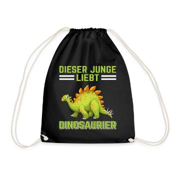 Dino Dinosaur T-Rex Boy Young Gift - Drawstring Bag - black - Front