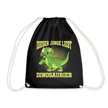 Dino Dinosaurier T-Rex Boy Junge Geschenk - Turnbeutel - Schwarz - Vorne