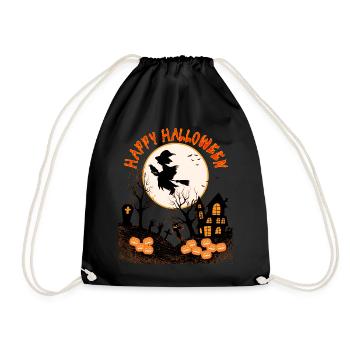 HAPPY HALLOWEEN WITCH IN THE MOONLIGHT - Drawstring Bag - black - Front