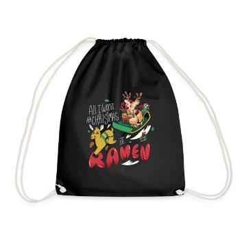All i want for Christmas is Ramen apanische Nudeln - Turnbeutel - Schwarz - Vorne