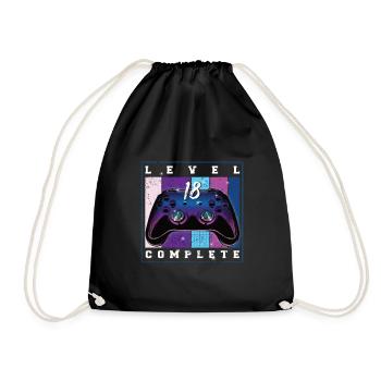18th Birthday Boys Video Gamer Level 18 Complete - Drawstring Bag - black - Front