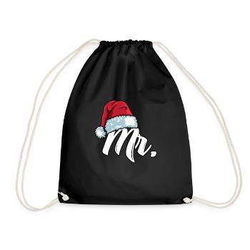 Santa Claus Cap Mr. Outfit for Christmas - Drawstring Bag - black - Front
