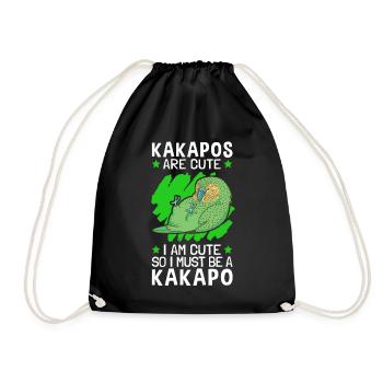I am a Kakapo flightless parrot - Drawstring Bag - black - Front