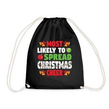 Most Likely To Spread Christmas Cheer Weihnachten - Drawstring Bag - black - Front