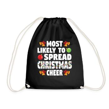 Most Likely To Spread Christmas Cheer Weihnachten - Drawstring Bag - black - Front