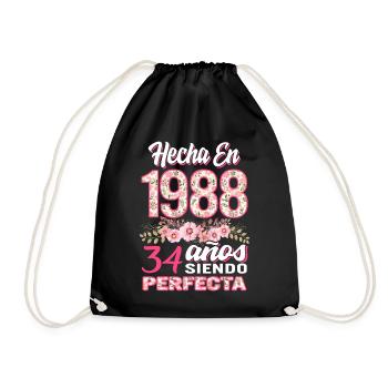 Mujer 34 Cumpleaños Regalo Hecha En 1988, 34 Anos - Drawstring Bag - black - Front