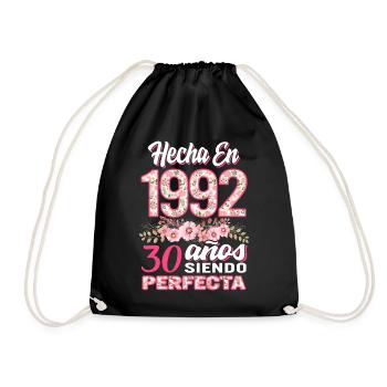 Mujer 30 Cumpleaños Regalo Hecha En 1992, 30 Anos - Drawstring Bag - black - Front