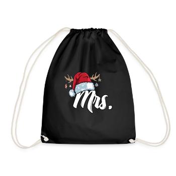 Santa Claus Cap Mrs. Outfit for Christmas - Drawstring Bag - black - Front