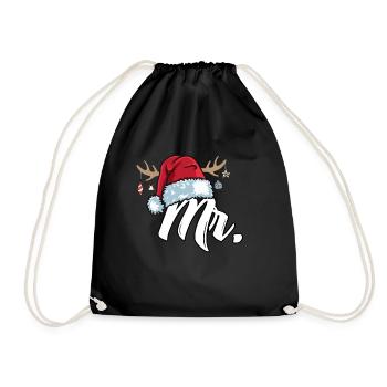 Santa Claus Cap Mr. Outfit for Christmas - Drawstring Bag - black - Front