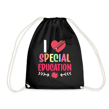 I love special education special education teachers - Drawstring Bag - black - Front