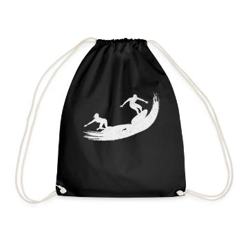 Surfing Wave Surfer Surfboard Water Surfer - Turnbeutel - Schwarz - Vorne