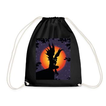 Scary Death Monster Creepy Moon Halloween Costume - Drawstring Bag - black - Front