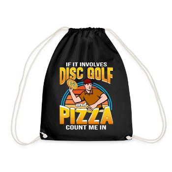 Disc Golf and Pizza - Count me in Frisbee - Drawstring Bag - black - Front