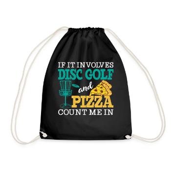 Disc Golf and Pizza - Count me in Frisbee - Drawstring Bag - black - Front