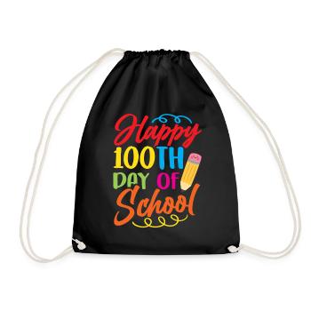 Happy 100 School Day Sweet 100 Days Team - Drawstring Bag - black - Front