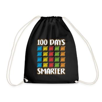 100 Tage Schlauer Lustig Sprüche Süß Team - Turnbeutel - Schwarz - Vorne