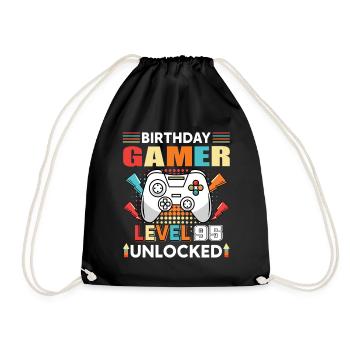 Birthday Gamer Level 95 Unlocked 95 Birthday - Drawstring Bag - black - Front