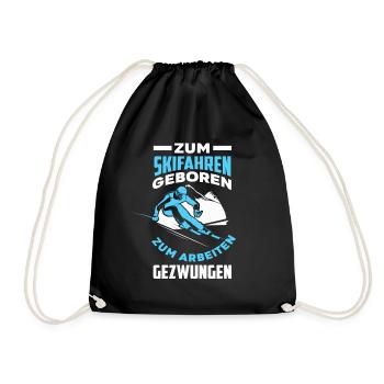 Skifahren Geboren Skifahrer Winterurlaub Skiurlaub - Turnbeutel - Schwarz - Vorne