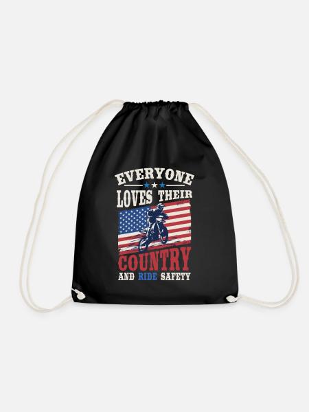 Amerikanische Flagge Motocross Dirt Bike - Turnbeutel - Schwarz