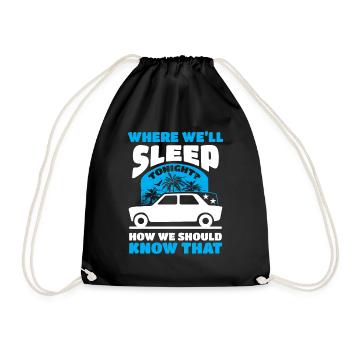 Travel Road Trip Car - Drawstring Bag - black - Front