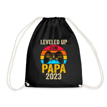 Vater 2023 Schwanger Gamer Zocker Gaming Papa - Turnbeutel - Schwarz - Vorne