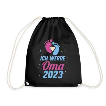 Großmutter 2023 Schwanger Werdende Oma - Turnbeutel - Schwarz - Vorne