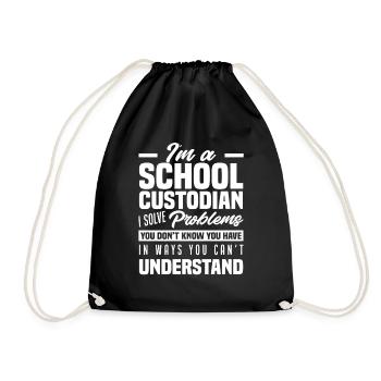 School Caretaker Problem Solver Gift - Drawstring Bag - black - Front