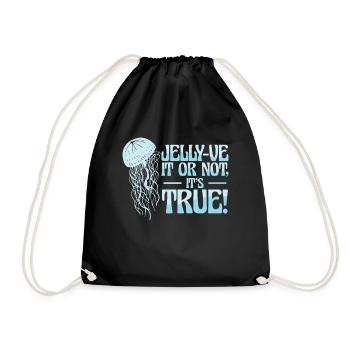 Jellyfish Flowers Entangled Swimming Wordplay Pun - Drawstring Bag - black - Front