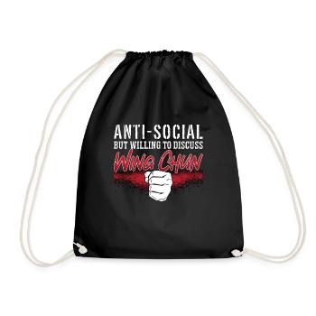 Wing Chun Anti-Social But Willing Fighter Kung Fu - Drawstring Bag - black - Front