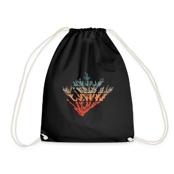Coral Vintage Retro Coral Colorful - Drawstring Bag - black - Front