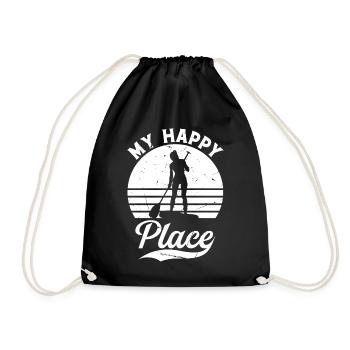 SUP Girl My Happy Place - Water Sports Stand Up Pa - Drawstring Bag - black - Front