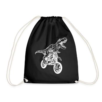 Dirt Bike Dinosaur Dirtbike Dino - Motocross Dinos - Drawstring Bag - black - Front