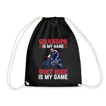 Dirtbike Grandpa Is My Name Dirt Bike Is My Game - - Drawstring Bag - black - Front
