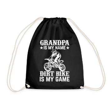 Dirtbike Grandpa Is My Name Dirt Bike Is My Game I - Drawstring Bag - black - Front