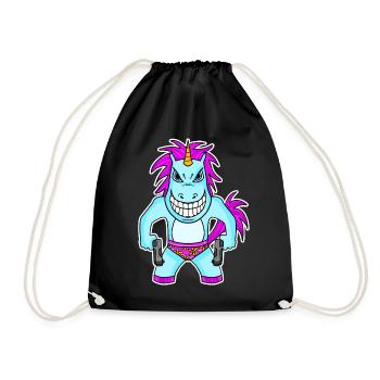 Unicorn with pistol - Drawstring Bag - black - Front