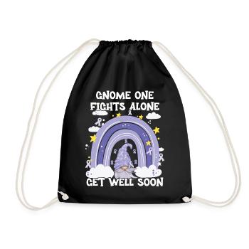 Gnome One Fights Alone Stomach Cancer - Drawstring Bag - black - Front