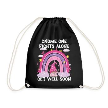 Gnome One Fights Alone Breast Cancer - Drawstring Bag - black - Front