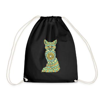 Mandala Fuchs Geometry Pattern - Drawstring Bag - black - Front
