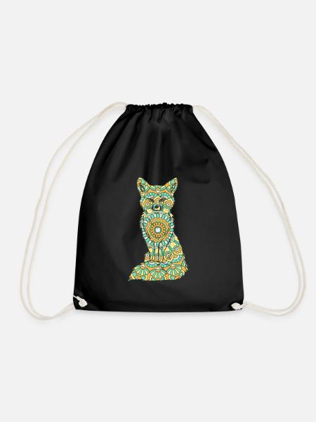 Mandala Fuchs Geometry Pattern - Drawstring Bag - black