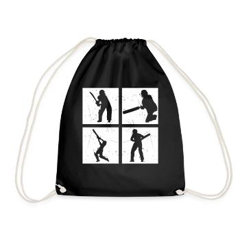 Cricket Player Cricket Silhouette Cricketing - Cri - Drawstring Bag - black - Front