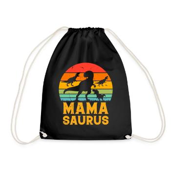 Mama Saurus Family Mama Dinosaur Mama Dino Mamasau - Drawstring Bag - black - Front