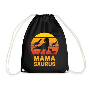 Mamasaurus Mama Dinosaur Family Mama Dino Mamasaur - Drawstring Bag - black - Front