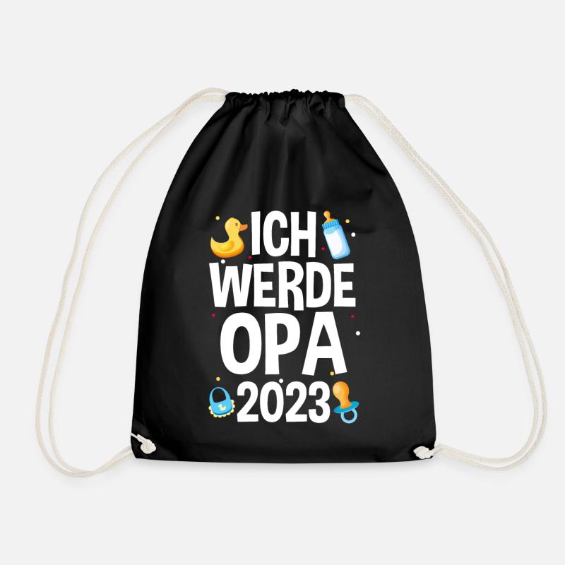 Großvater 2023 Schwanger Werdender Opa - Turnbeutel - Schwarz