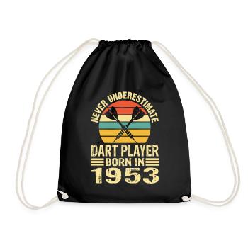Never Underestimate Dart Player Born In 1953 - Turnbeutel - Schwarz - Vorne