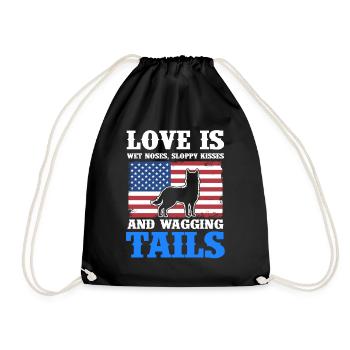 Flag Puppy Tail-wagging dog owner - Drawstring Bag - black - Front