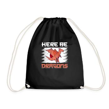 Dragon his paper fold origami - Drawstring Bag - black - Front