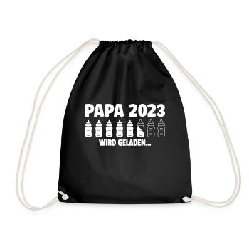 Papa 2023 wird geladen Lustige Schwangerschaft - Turnbeutel - Schwarz - Vorne