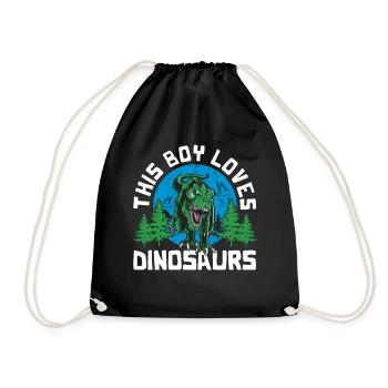 This Boy Loves Dinosaur Kids Boy Boy Dino - Drawstring Bag - black - Front