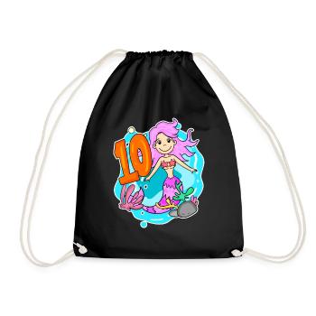 Fille de 10 ans sirène de 10 ans - Sac de sport léger - noir - Devant